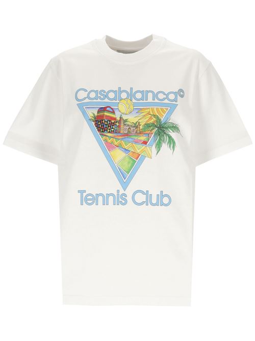 White/multicolour organic cotton t-shirt Casablanca | UWS24JTS00105AFRO CUBISM TENNIS CLUB